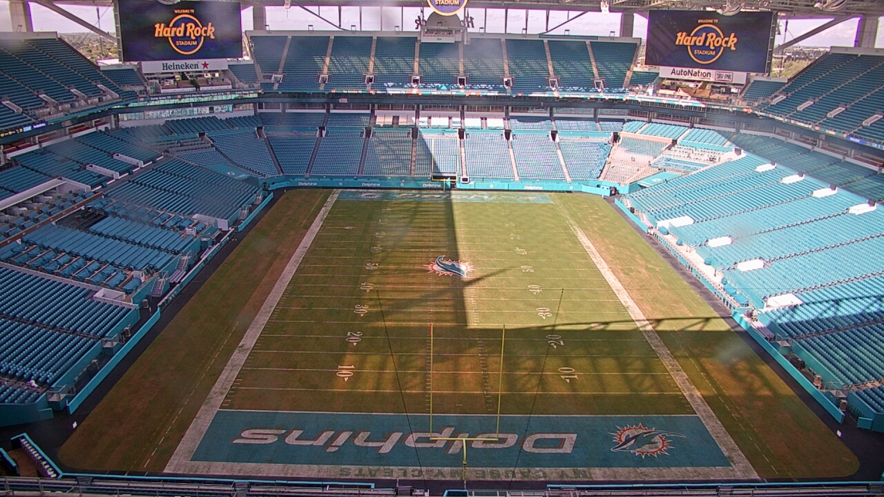 Thumbnail for current weather camera view from Hard Rock Stadium (east lot) in Miami Gardens, Florida