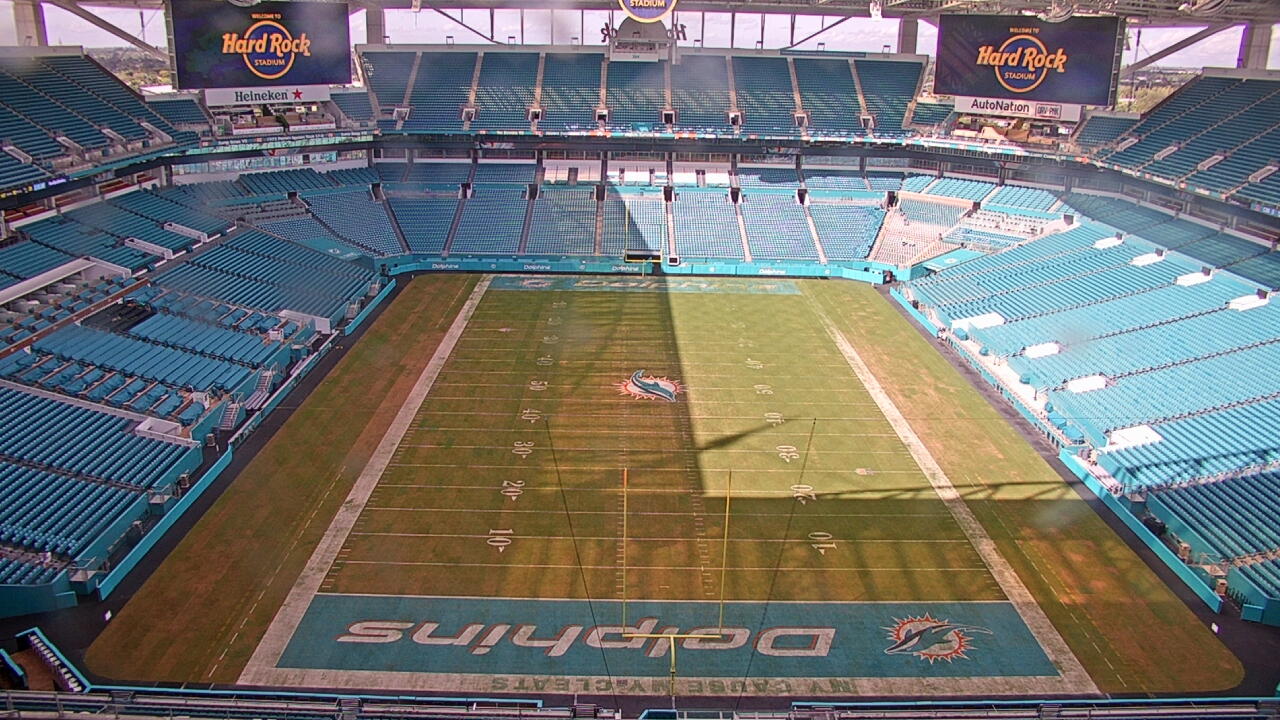 Thumbnail for current weather camera view from Hard Rock Stadium (east lot) in Miami Gardens, Florida