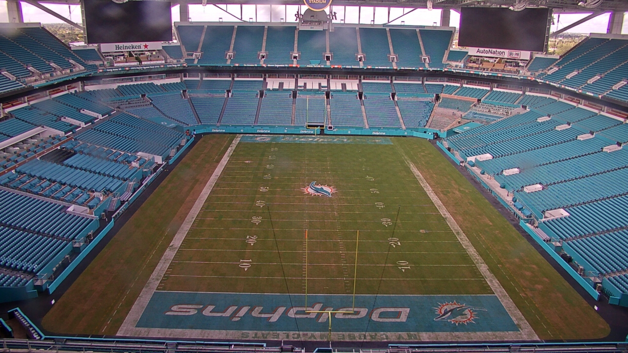 Thumbnail for current weather camera view from Hard Rock Stadium (east lot) in Miami Gardens, Florida