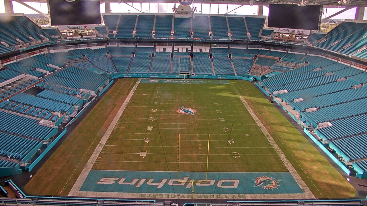 Thumbnail for current weather camera view from Hard Rock Stadium (east lot) in Miami Gardens, Florida