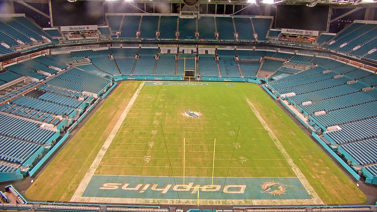 Thumbnail for current weather camera view from Hard Rock Stadium (east lot) in Miami Gardens, Florida