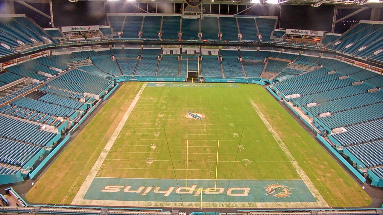 Thumbnail for current weather camera view from Hard Rock Stadium (east lot) in Miami Gardens, Florida