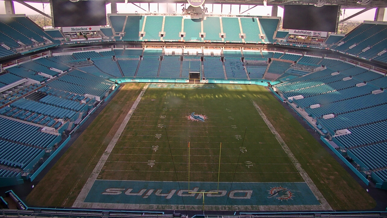 Thumbnail for current weather camera view from Hard Rock Stadium (east lot) in Miami Gardens, Florida