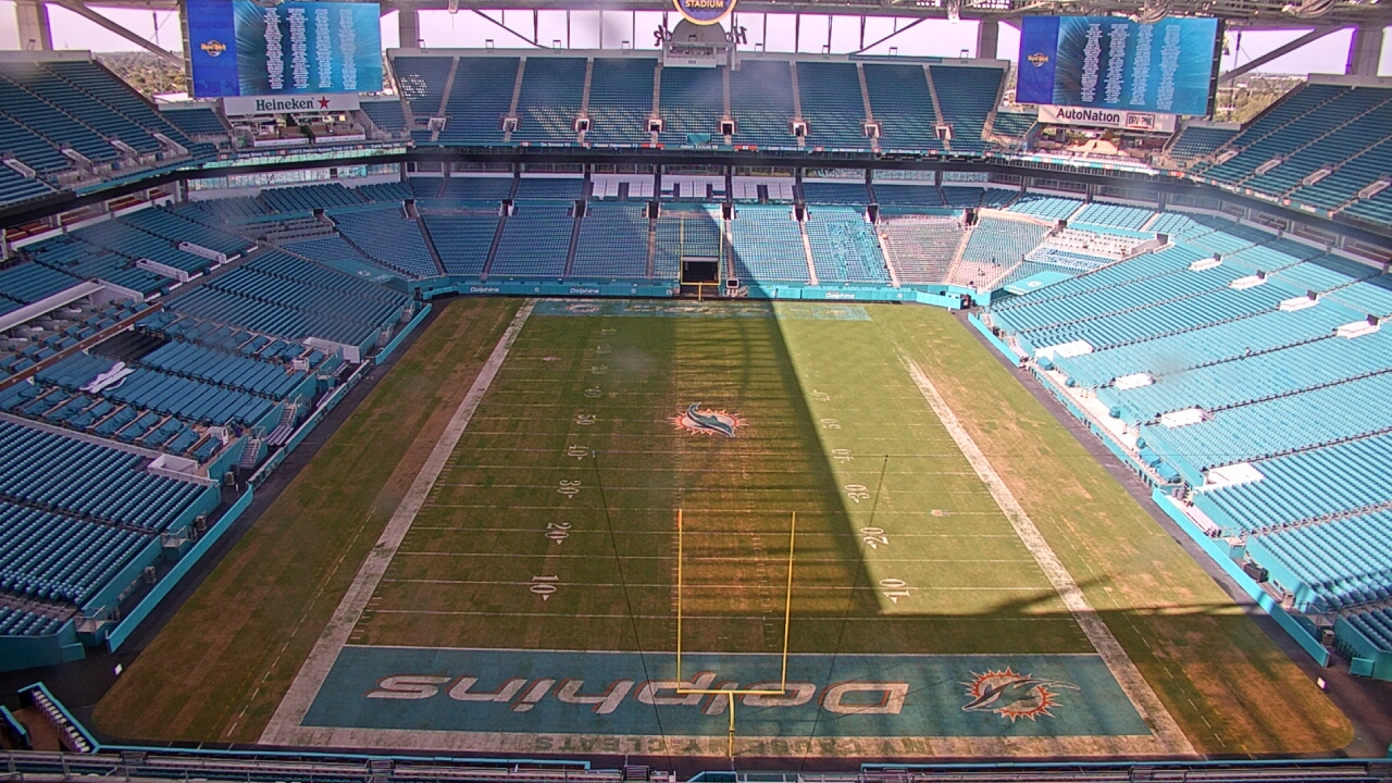 Thumbnail for current weather camera view from Hard Rock Stadium (east lot) in Miami Gardens, Florida