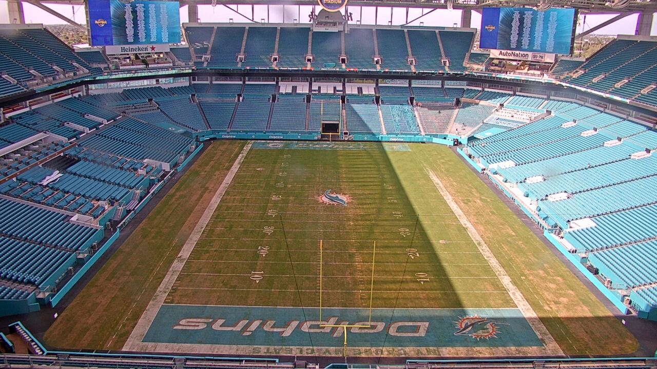 Thumbnail for current weather camera view from Hard Rock Stadium (east lot) in Miami Gardens, Florida