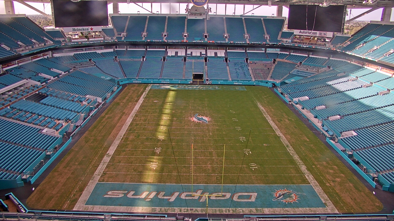 Thumbnail for current weather camera view from Hard Rock Stadium (east lot) in Miami Gardens, Florida