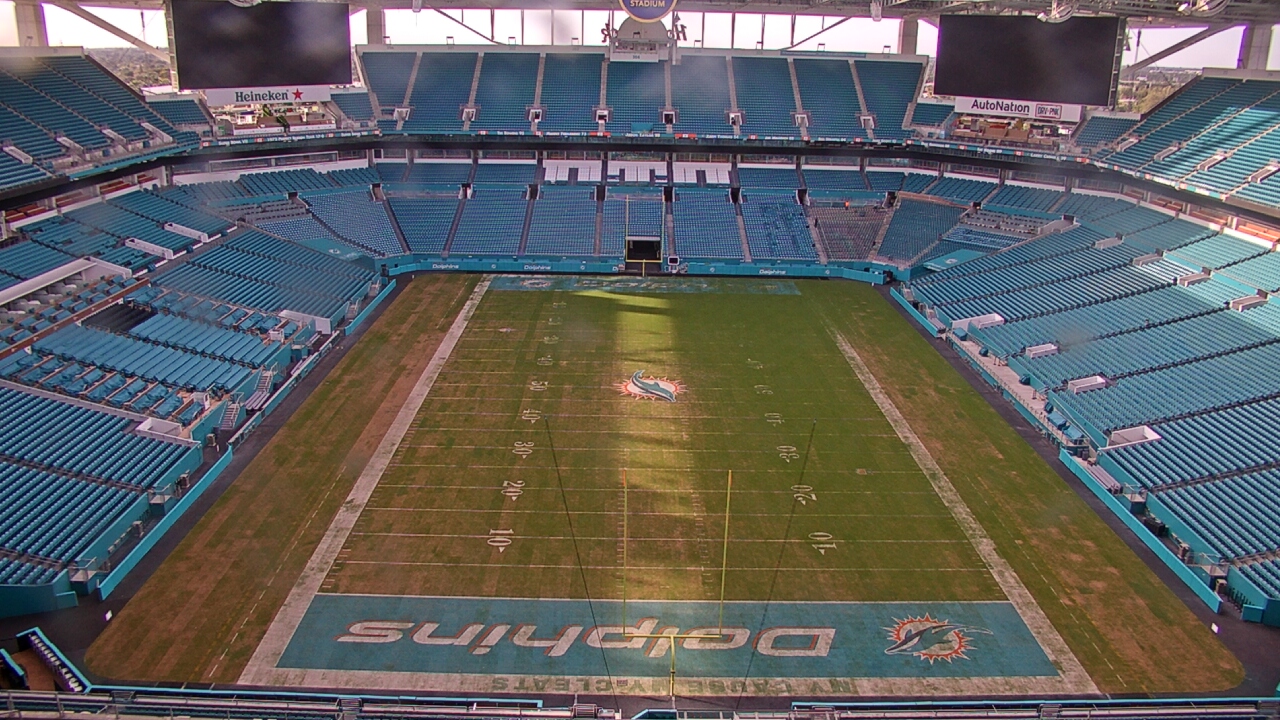 Thumbnail for current weather camera view from Hard Rock Stadium (east lot) in Miami Gardens, Florida