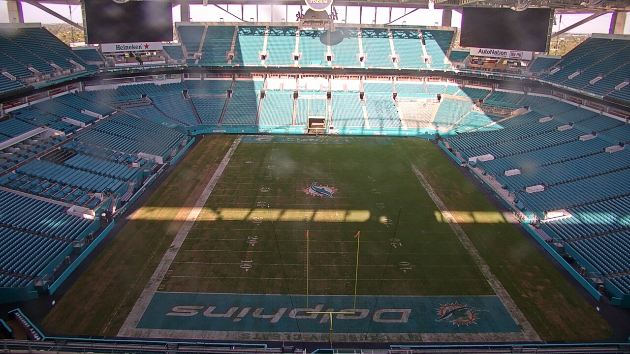 Thumbnail for current weather camera view from Hard Rock Stadium (east lot) in Miami Gardens, Florida