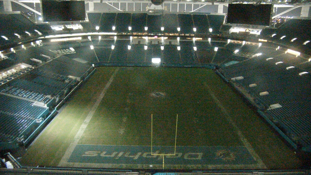 Thumbnail for current weather camera view from Hard Rock Stadium (east lot) in Miami Gardens, Florida