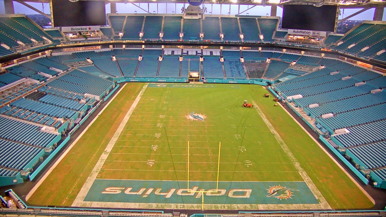 Thumbnail for current weather camera view from Hard Rock Stadium (east lot) in Miami Gardens, Florida