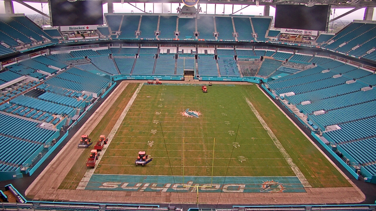 Thumbnail for current weather camera view from Hard Rock Stadium (east lot) in Miami Gardens, Florida