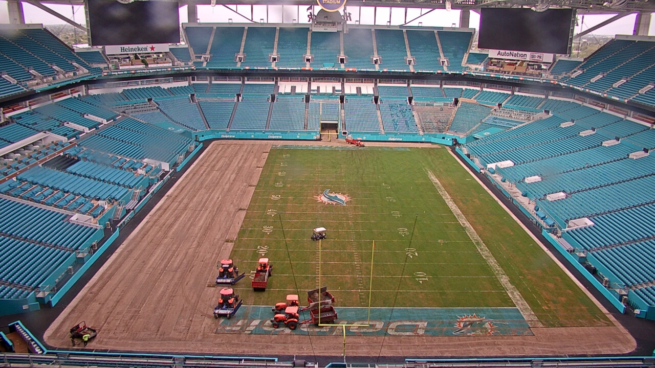 Thumbnail for current weather camera view from Hard Rock Stadium (east lot) in Miami Gardens, Florida